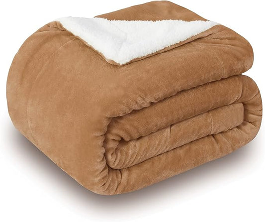 SOCHOW Sherpa Fleece Fall Throw Blanket, Camel, 60x80 inches | Double-Sided Super Soft Luxurious Plush Blanket Twin Size