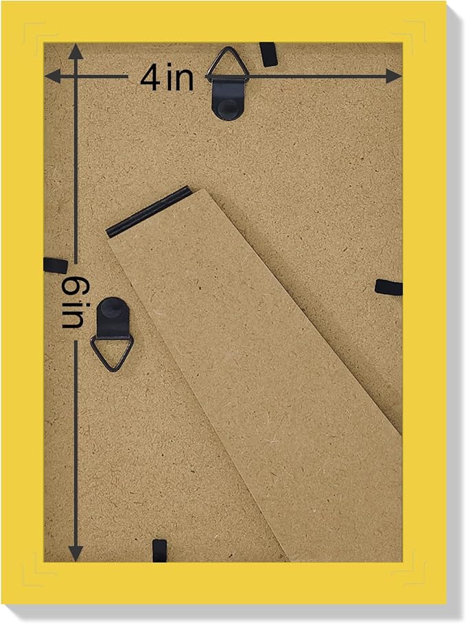 Vittanly 4x6 Picture Frames Set of 9 for Wall or Tabletop Display, Yellow | Display Pictures 3.5x5 with Mat or 4x6 without Mat, Small Photo Frames, Engineered Wood with Shatter Resistant Plexiglass