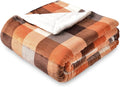 SOCHOW Buffalo Plaid Sherpa Fleece Throw Blanket, 50 x 60 inches, Orange | Fall Double-Sided Checkered Super Soft Luxurious Bedding Blanket