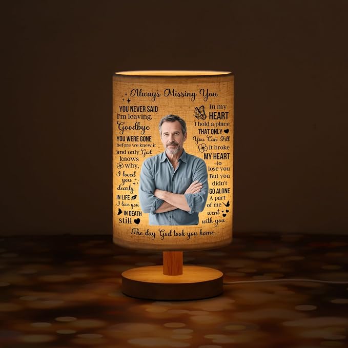 WSYEAR Light This Up I'm Always with You - Personalized Photo Fabric Lamp, When You Miss Me Have No Fear Light This Up and Know I'm Here Fabric Lamp