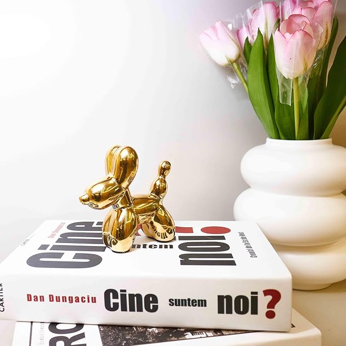 Ceramic Gold Balloon Dog Decor,Balloon Animal Statue(Small)