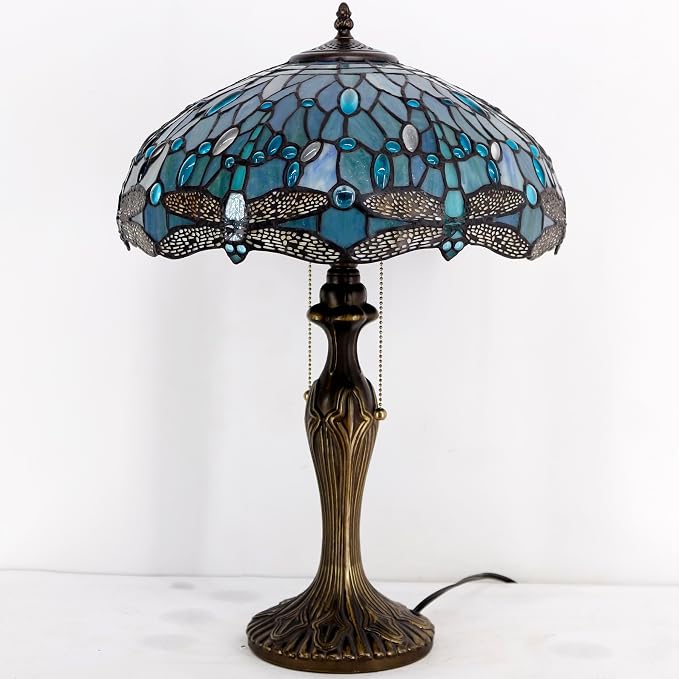 WERFACTORY Tiffany Lamp Stained Glass Bedside Table Lamp Desk Reading Light