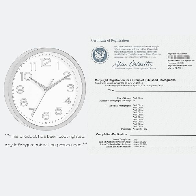 Roymnie 12 Inch Wall Clock, Battery Operated Silent Non Ticking Black | analog wall clock; bold numerals for easy reading; silent non-ticking; 1 AA battery (not included); for classroom