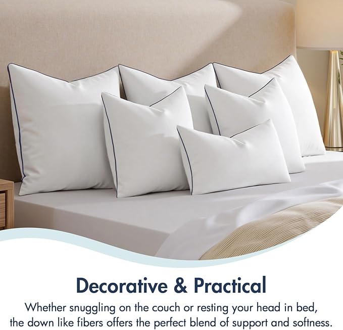 MIULEE 12x20 Pillow Inserts, Fluffy Down Alternative Filling Pack of 2 | Ultra Soft Lumbar Throw Pillows for Sofa Couch Bed,Fluffy and Structured Filling for long-lasting shaping, Pipe Design