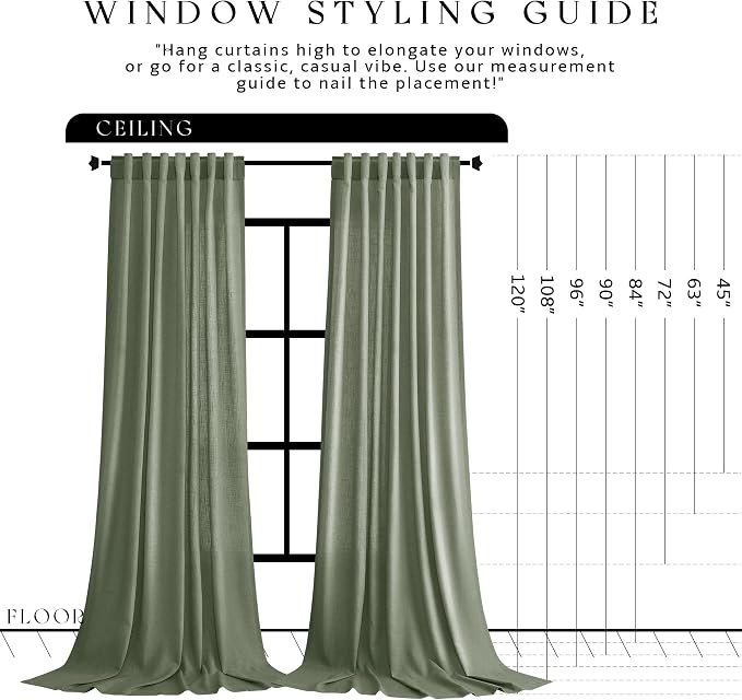Jowels Desert Sage Linen Curtains 84 Inch Long 2 Panels for Living Room | Light Filtering Semi Sheer Curtain, Back Tab Pocket Pleated Look, Boho Farmhouse Textured Privacy Drapes for Bedroom Window