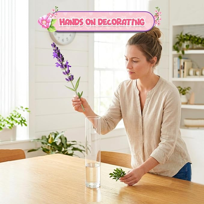 16" Tall Cylinder Glass Vase, 3.5" Wide - Clear Glass Vase for Centerpiece, Floor Vase, Flowers, Candle Holder, Wedding Table Decor by 4E's Novelty (Pack of 3)