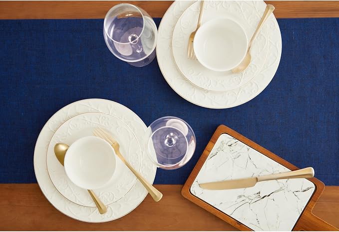 Solino Home 100% Pure Linen Table Runner Royal Blue, Athena 14 x 120 in | dresses up dining tables for everyday meals, European flax fibres, a thoughtful housewarming gift, soft, OEKO-TEX Certified