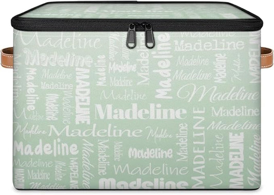 Custom Name Storage Basket, Personalized Keepsake Box, Light Green