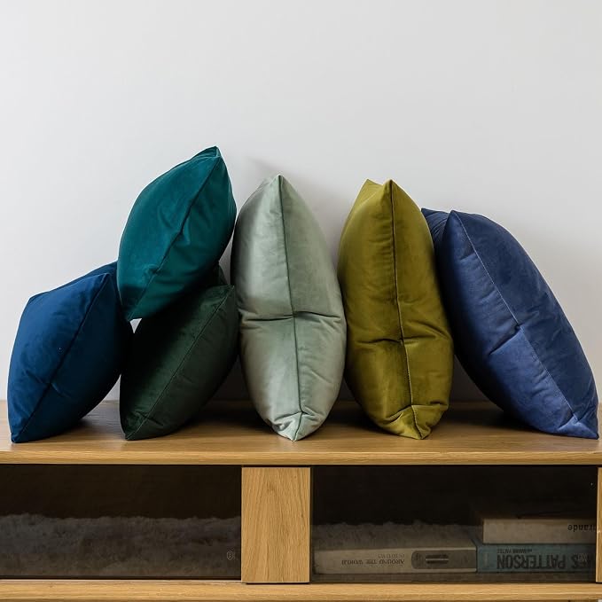JUSPURBET 28x28 Euro Velvet Throw Pillow Covers Set of 2,Navy