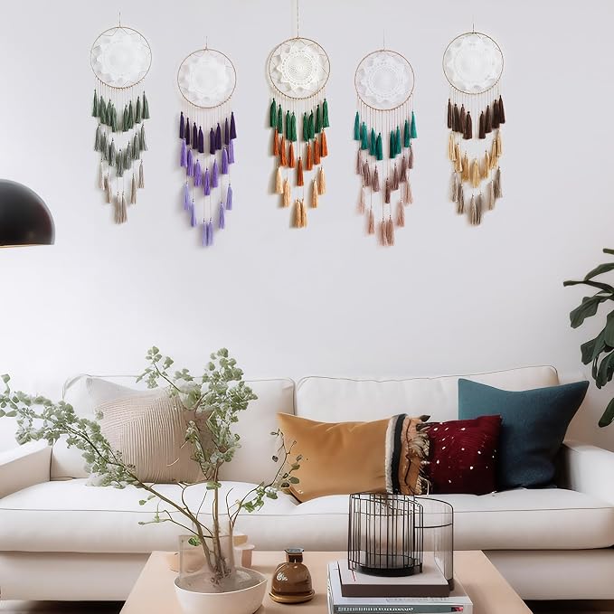 Artilady Macrame Dream Catcher Wall Hanging, Purple Large Boho Room Decor