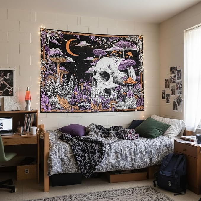 Accnicc Mushroom Skull Tapestry 60 x 44 Inch