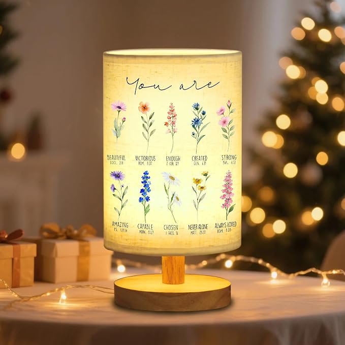 WSYEAR Christian Gifts for Women, Christian Table Lamp with Flowers, Birthday Gifts for Women, Inspirational, Religious Gifts for Sister, Friend, Daughter, Mom