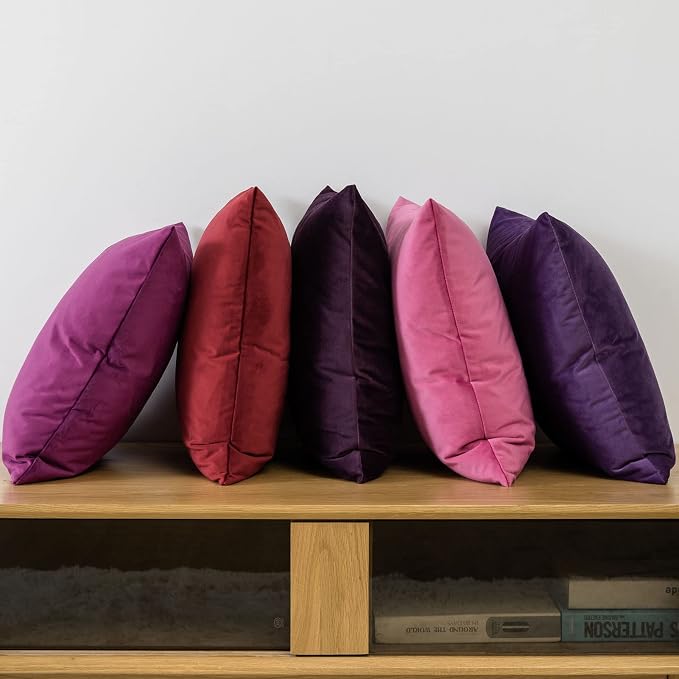 JUSPURBET 26x26 Euro Velvet Throw Pillow Covers Set of 2,Rose Red