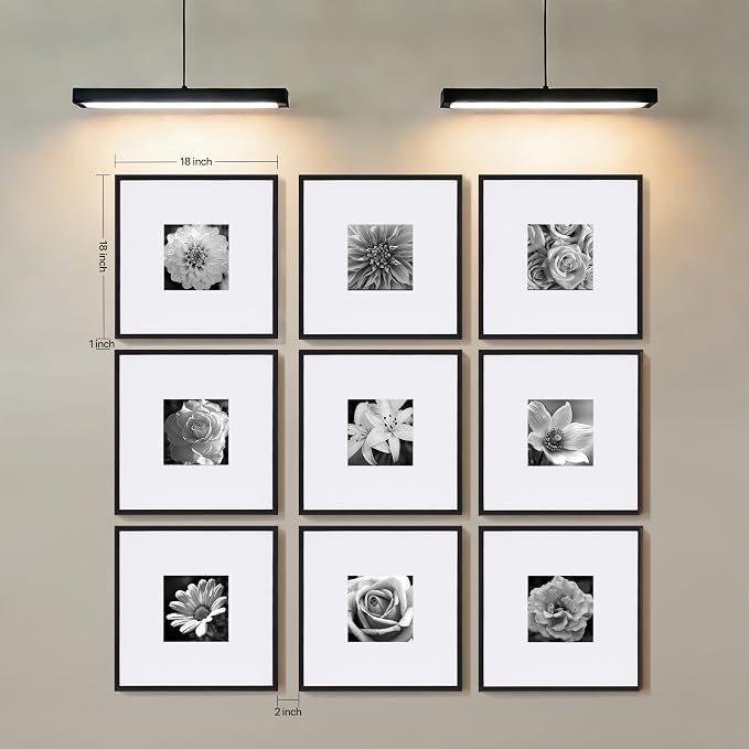 eletecpro 18x18 Picture Frame Set of 8, Display 8x8 with Mat | Bulk Frames, Gallery Wall Decor, Sturdy & Lightweight, High-clarity Acrylic, Ready to Hang