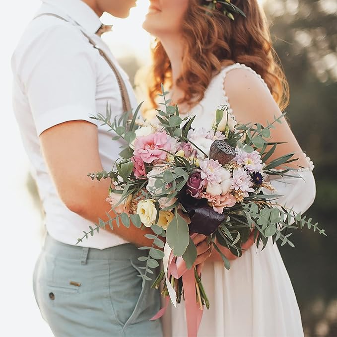 CEWOR 80pcs Artificial Eucalyptus Stems Fake Eucalyptus Leaves Stems Real Touch Leaf Branches for Flower Bouquet Wedding Easter Centerpiece Spring Home Office Decor (Pack of 2)