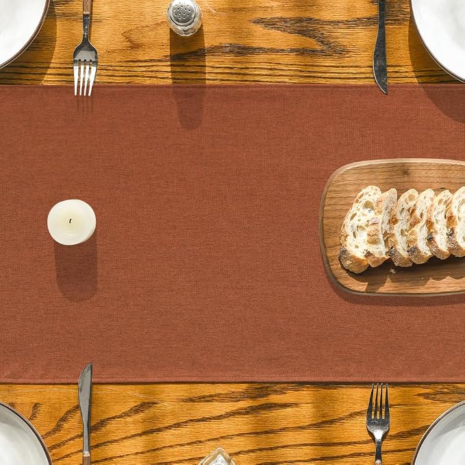 Artoid Mode Rusty Orange Table Runner, Seasonal Fall Thanksgiving Washable Kitchen Dining Table Decoration for Home Party Decor 13x60 Inch