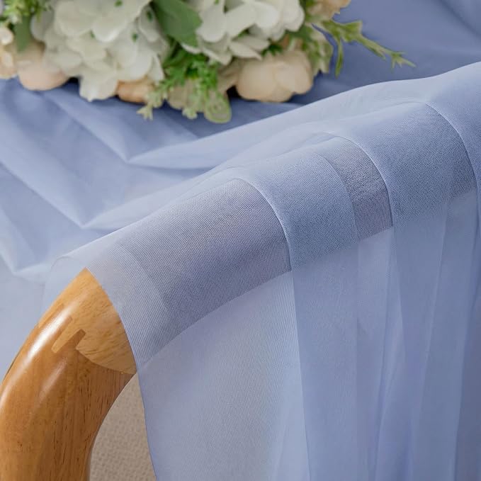 Simplebrand Denim Sheer Curtains 84 Inches Long, Light Filtering Rod Pocket Solid Color Window Sheer Curtain Panels, Elegant Curtains & Drapes for Living Room, Bedroom 2 Panels (Denim, 42" W x 84" L)