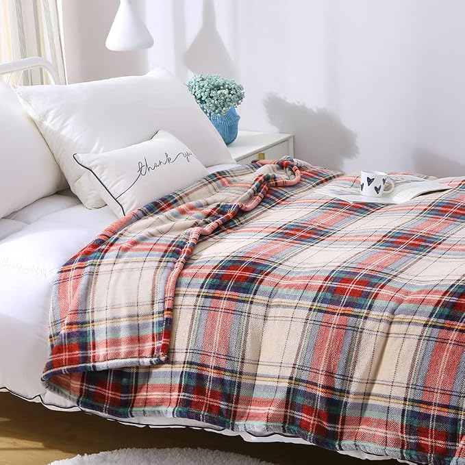 MERRYLIFE Tartan Plaid Throw Blanket for Couch Bed Sofa Throw Size 50" 60" | Grid Pattern, Ultra-Plush Soft, Decorative Colorful Travel Blanket, farmhouse, Gift Choice, Home Pet Use