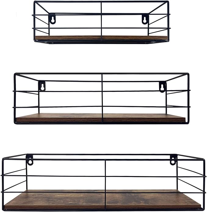 CRUGLA Floating Shelves Wall Mounted Set of 3, Hanging Storage Wall Shelf for Bathroom, Living Room, Bedroom, Kitchen Home