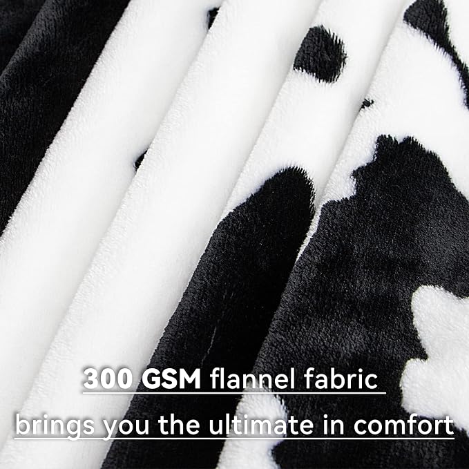 GEULAY Fleece Throw Blanket for Girls Boys, White Black, 40"x50"