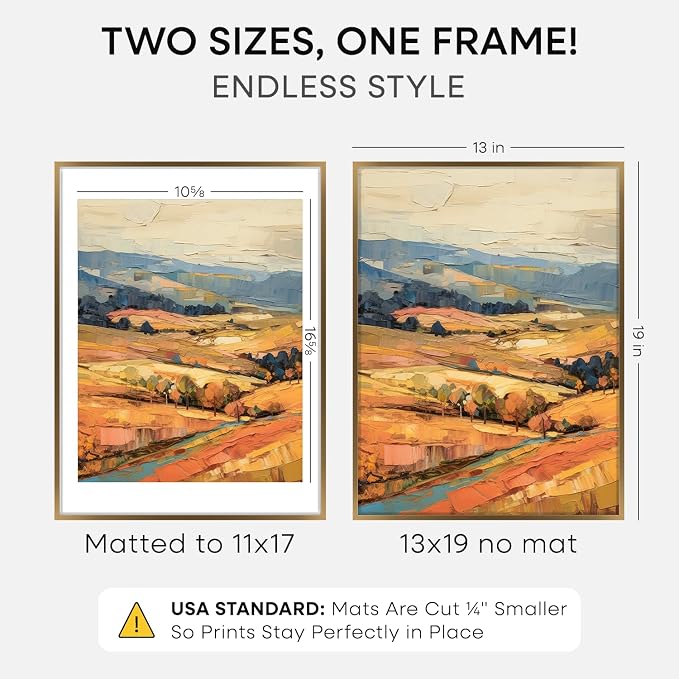 Homeforia 13x19 Bronze Picture Frame, High-End Metal, 11x17 Mat, Glass