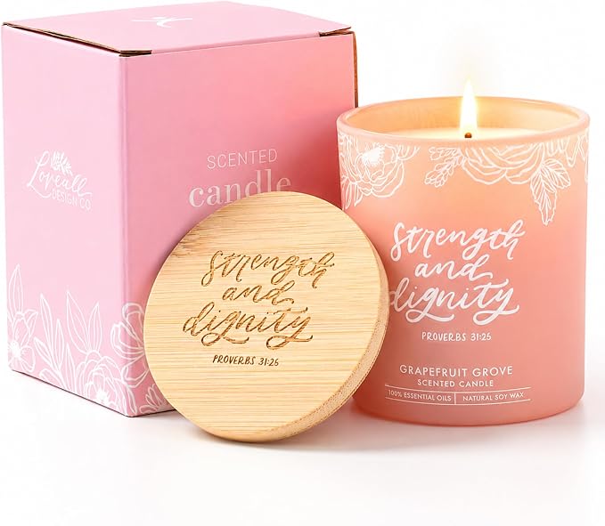 Christian Art Gifts Soy Wax Scented Candle: Strength & Dignity Bible Verse