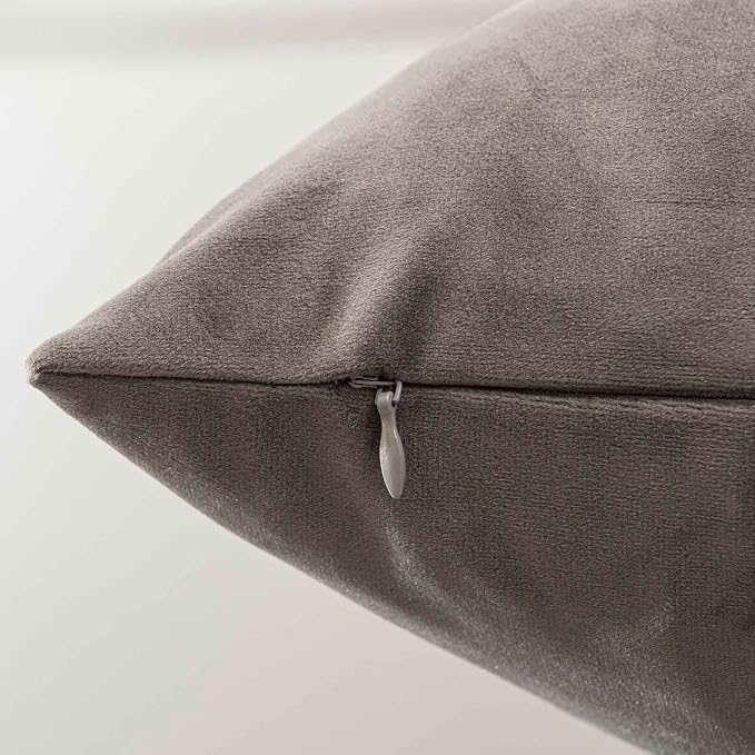 JUSPURBET 16x16 Velvet Throw Pillow Covers Set of 2 for Couch Sofa Bed,Ash
