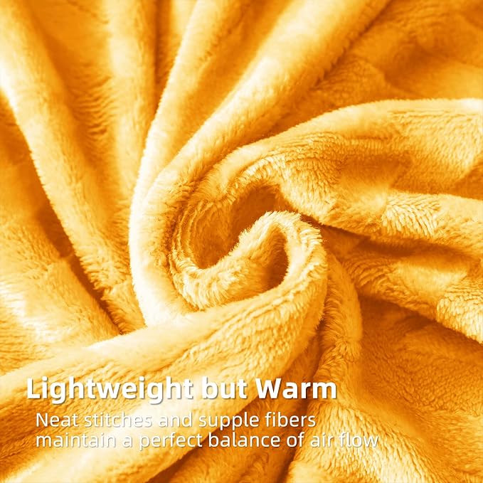 Whale Flotilla Flannel Fleece Throw Blanket for Couch, Lemon Yellow | Lightweight Breathable Soft Sofa Throws, Plush Fluffy Chevron Design Decorative Blankets for All Season, 50x60 Inch