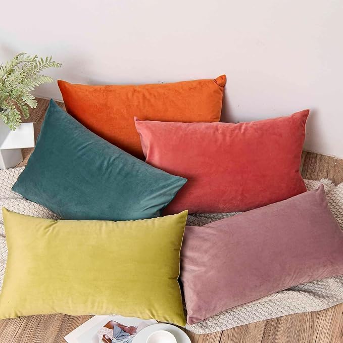 JUSPURBET 14x24 Velvet Decorative Throw Pillow Covers Set of 2,Emerald