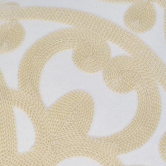 Alysheer Embroidered Decorative Throw Pillow Covers 18"x18" Set of 2 Pieces, Cozy Boho Mandala Knit Pattern, Durable 100% Cotton Canvas，Light Beige Cushion Cases for Sofa Couch Living Room (Ivory)