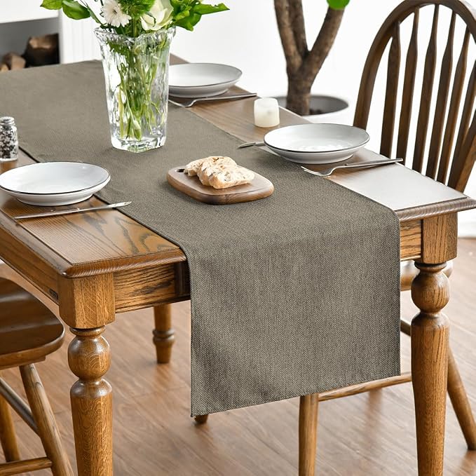 Artoid Mode Coffee Brown Table Runner, Seasonal Fall Washable Kitchen Dining Table Decoration for Home Party Decor 13x120 Inch
