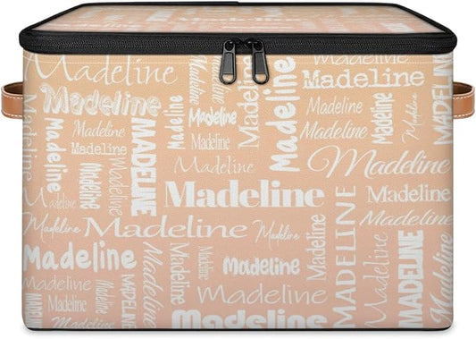 Storage Basket Custom Name, Personalized Keepsake Box, Apricot