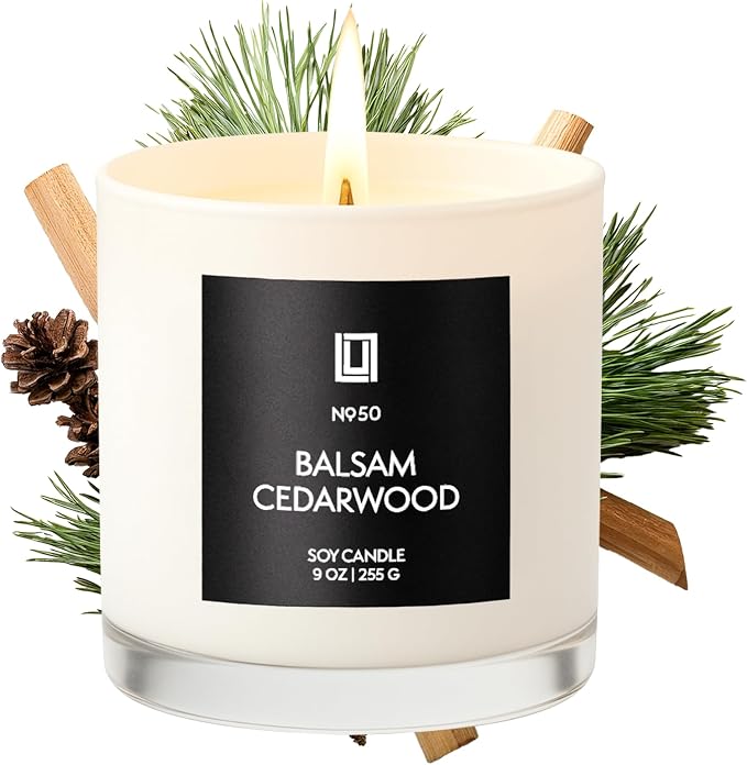 Lulu Candles | Balsam & Cedarwood | Smells Like Fresh Fir | Luxury Scented Soy Jar Candle | Hand Poured in The USA | Highly Scented Long Lasting (9 Oz.)