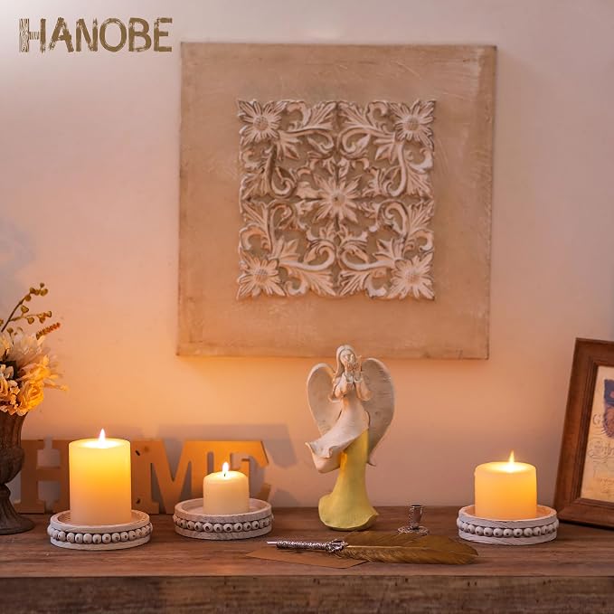 Hanobe Wooden Candle Holder for Pillar Candles Set of 3 Candlestick Holders