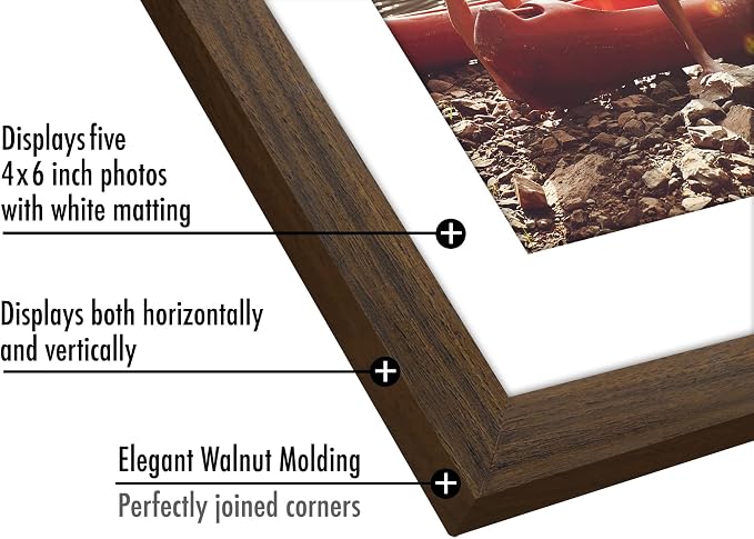 Americanflat 4x6 Collage Picture Frame - Fits 5 - Engineered Wood - Walnut