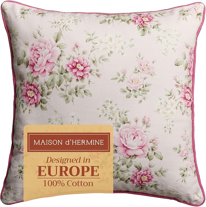 Maison d' Hermine Throw Pillow Covers 100% Cotton (18" x 18" - Pack of 1)