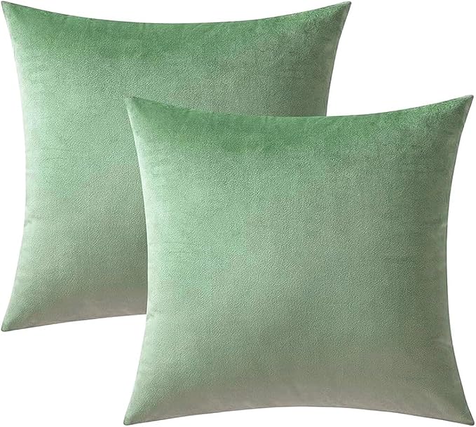 VAKADO Throw Pillow Covers Decorative 18x18 Set of 2 Sage Green Outdoor Decor Couch Cushion Covers Euro Pillowcases Home Bed Decoration for Sofa Bedroom Office