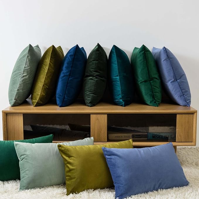 JUSPURBET 16x16 Velvet Throw Pillow Covers Set of 2 for Couch Sofa Bed,Navy