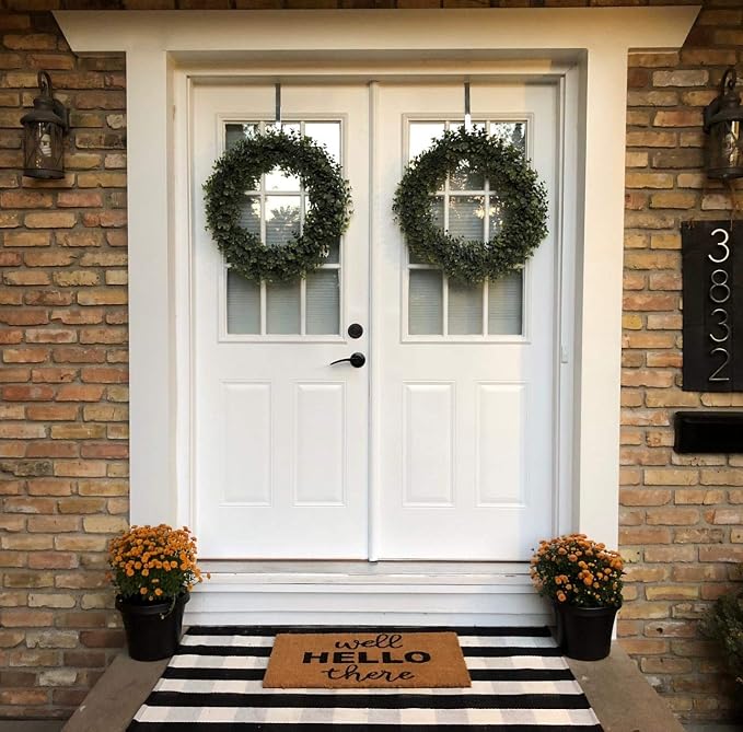 LEVINIS Buffalo Check Rug - Black and White Plaid Door Mat Outdoor - Farmhouse Rugs for Front Porch/Kitchen/Bathroom- Large Layered Welcome Doormats, 59''x35.4''