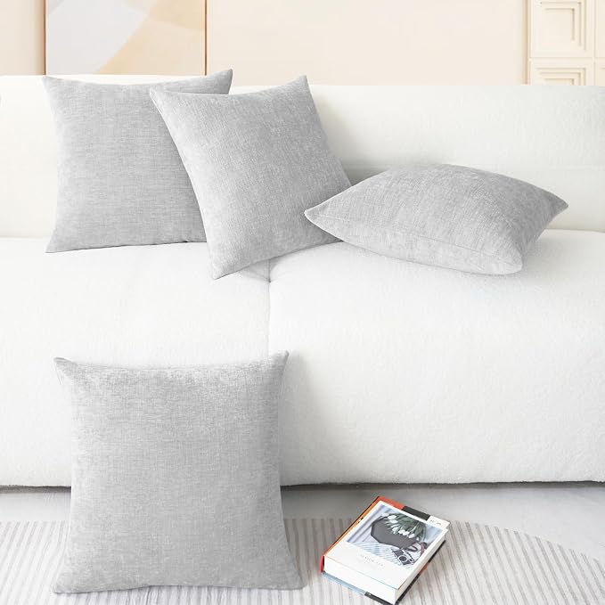 CaliTime Decorative Throw Pillow Covers 18 X 18 Inches Moonbeam Gray