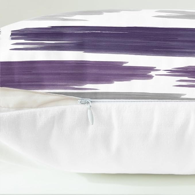 CaliTime Throw Pillow Cases Pack of 2 Cozy Fleece Abstract Geometric Texture Decorative Cushion Covers for Couch Bed Sofa Farmhouse Decoration 18 X 18 Inches Deep Purple