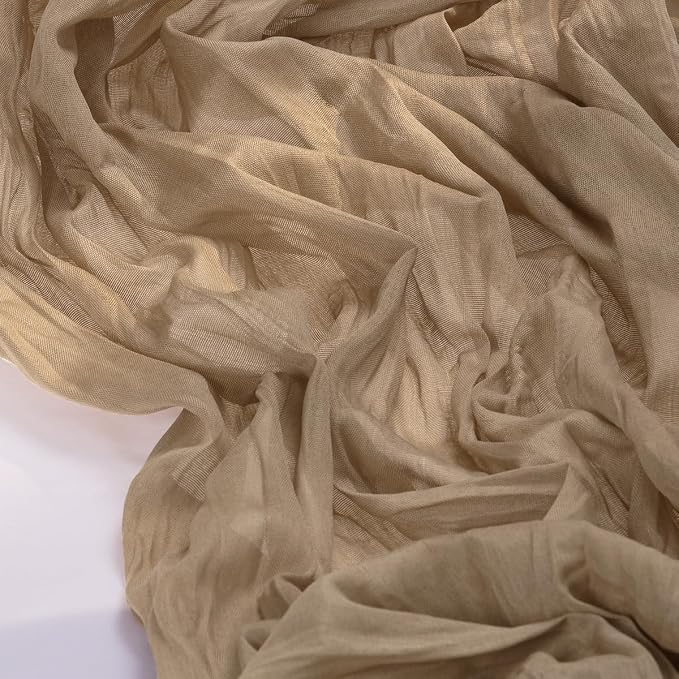 Cheesecloth Table Runner Fall Boho Wedding Birthday Party Home Decor | Nude Brown 15pcs Rustic Gauze 10FT Cheese Cloth Sheer Farmhouse Dining Runner for Baby Shower Bridal Holiday Decorations