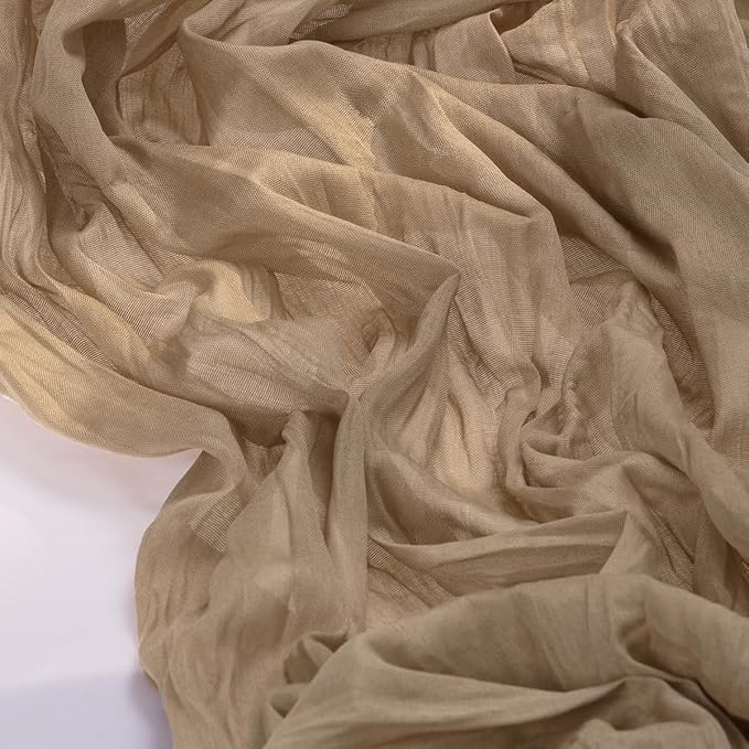 Cheesecloth Table Runner Fall Boho Wedding Birthday Party Home Decor | Nude Brown 3pcs Rustic Gauze 10FT Cheese Cloth Sheer Farmhouse Dining Runner for Baby Shower Bridal Holiday Decorations