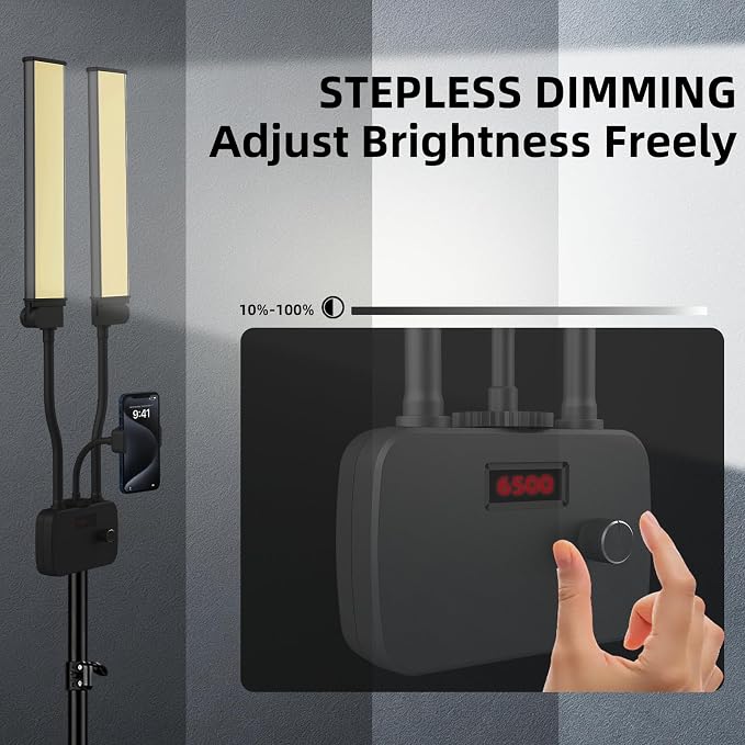 Tattoo Light, Dual Arms Lash Light with Tripod Stand & Phone Holder