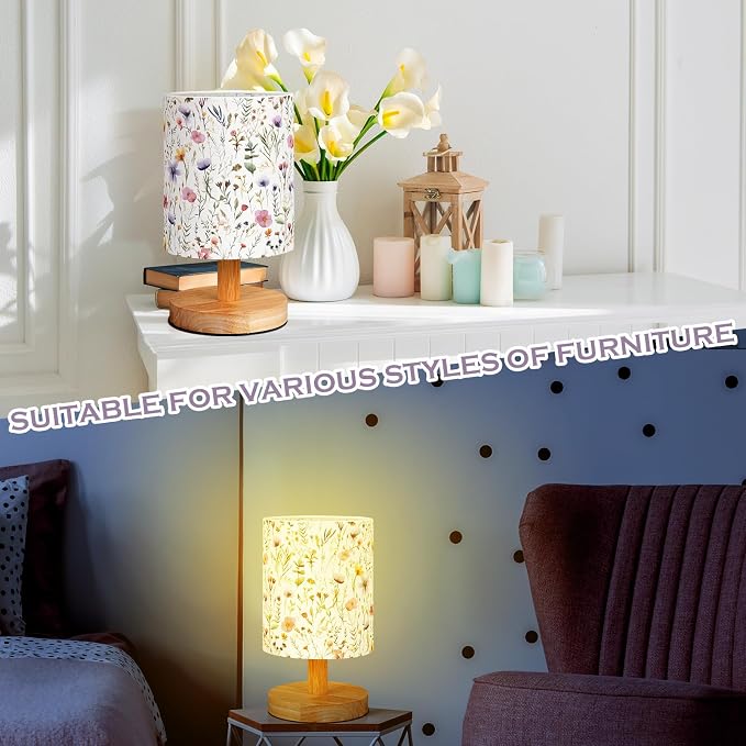 VIHOSE Wildflower Kids Table Lamp for Bedroom Kids Lamps for Girls Room