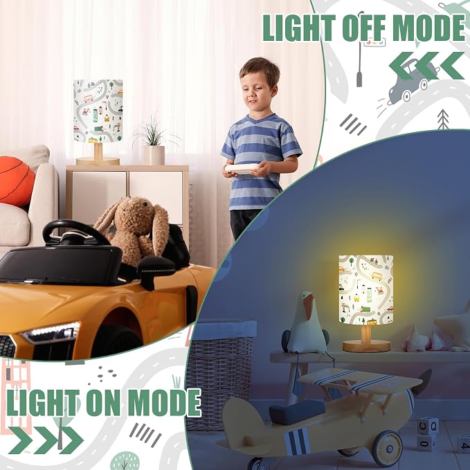 VIHOSE Transportation Kids Table Lamp for Bedroom Kids Lamps for Girls Room