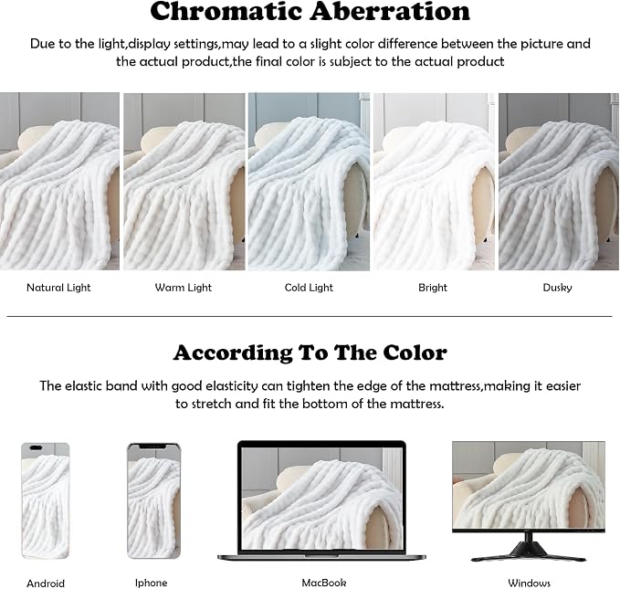 NEWCOSPLAY Faux Fur Fluffy Bubble Throw Blanket for Couch, White, 50"x60" | Soft Thick Warm Bubble Blanket for Couch Sofa Bed 550GSM, Plush Cozy Luxury Decorative Throw, Gift for Women Men