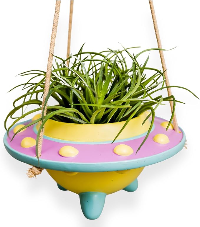 Original Earthlings UFO Hanging Planter, Alien Planter Home Decor - 4 Inch
