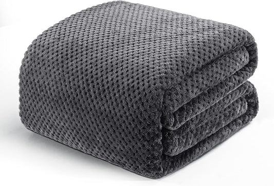 Exclusivo Mezcla Soft Waffle Fleece Bed Blanket King Size, Gray | Lightweight Plush Blanket for Bed, Bedroom, Cozy Flannel with Waffle Texture, Stylish Home Decor, All Season, 104x90 Inches