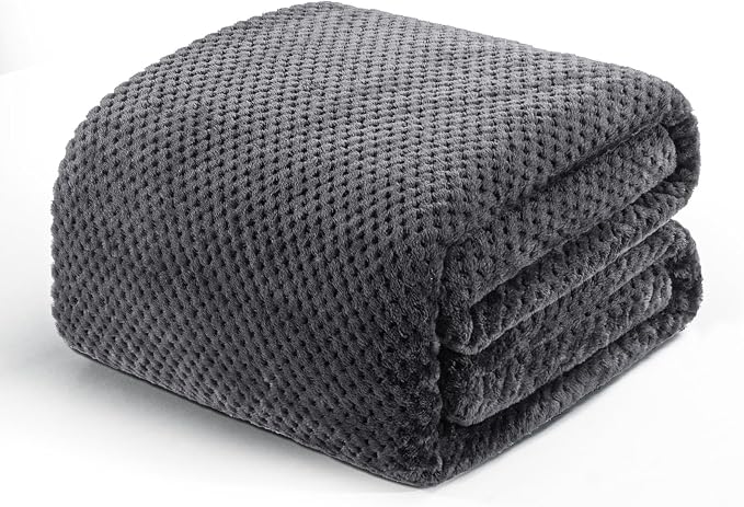 Exclusivo Mezcla Large Waffle Fleece Throw Blanket for Couch, Gray | Lightweight Soft Blanket for Sofa, Bed, Living Room, Plush Fluffy Throw for Home Decor, Travel, All Season, 50x70 Inches